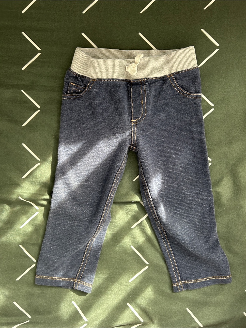 Carter's Navy Knit Denim Pants with Light Gray Waistband